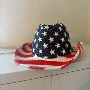 Patriotic Stars & Stripes Women's Straw Cowboy Hat - Red, White & Blue